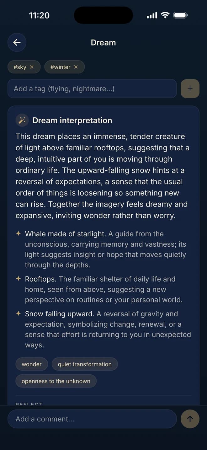 A Visora Plus dream interpretation with symbols and emotional themes